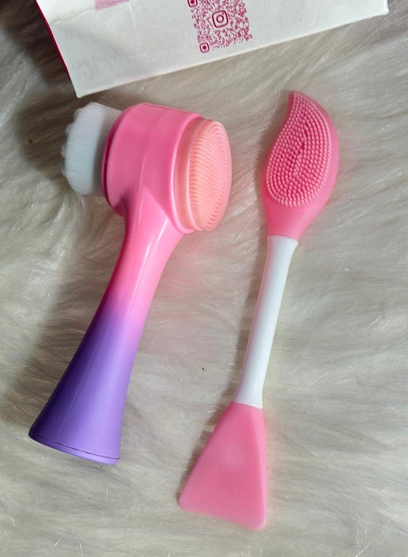 Generic maya accessories face Brush - Manual Facial Cleansing, 1Pcs Double Side Skin Care Facial Cleaning Brush,with Silicone Face Mask Brush And Mud Mask Applicator (2PCS) - Image 1