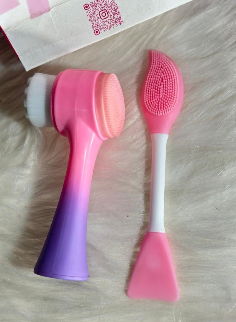 Generic maya accessories face Brush - Manual Facial Cleansing, 1Pcs Double Side Skin Care Facial Cleaning Brush,with Silicone Face Mask Brush And Mud Mask Applicator (2PCS) - Image 2