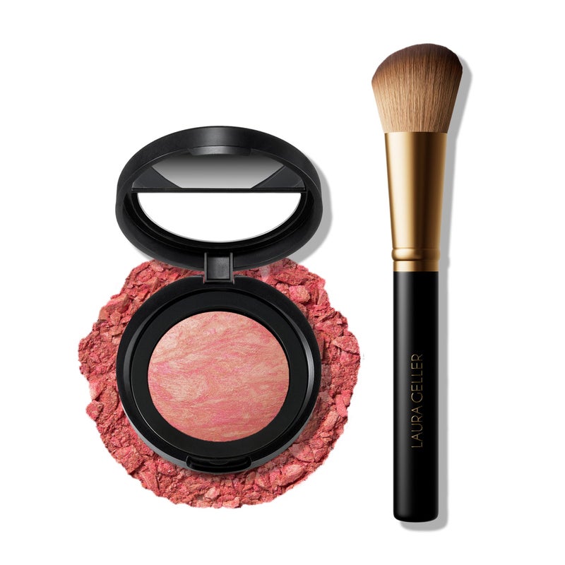 LAURA GELLER NEW YORK Baked Blush-n-Brighten Marbleized Blush + Angled Brush (08 Starfish Island, 47mm) - Image 1