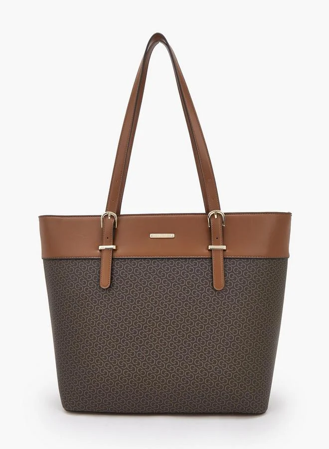Celeste 4-Piece Monogram Print School Tote Bag Set With Zip Closure - 33x13.5x32 CM