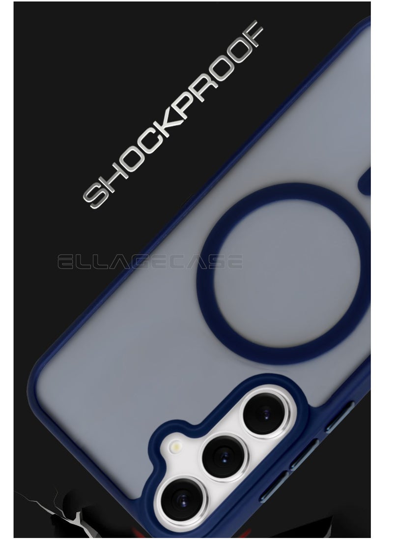 ELLAGECASE - Blue Stylish Case for Samsung Galaxy S25 Plus, Solid Camera Protection, Shockproof, Enhanced Protection, Compatible with MagSafe and Wireless Charging - Image 1