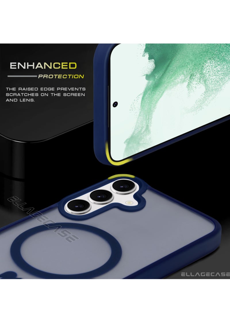 ELLAGECASE - Blue Stylish Case for Samsung Galaxy S25 Plus, Solid Camera Protection, Shockproof, Enhanced Protection, Compatible with MagSafe and Wireless Charging - Image 1