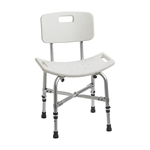 Drive Medical 12021KD1 Bariatric Heavy Duty Bathroom Bench with Back Gray