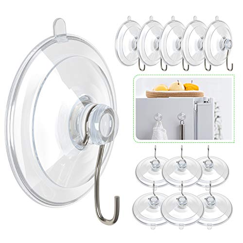 Hangerspace Suction Cup Hooks, 1.77 Inches Clear PVC Suction Cups with Metal Hooks Removable Small Suction Cups for Shower Bathroom Kitchen Wall Window Glass Door 12 Pack - Image 1