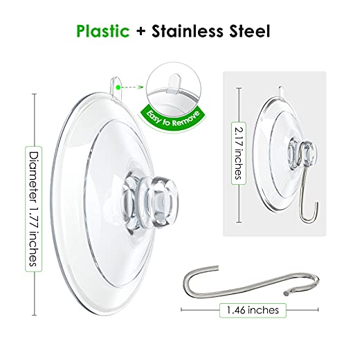 Hangerspace Suction Cup Hooks, 1.77 Inches Clear PVC Suction Cups with Metal Hooks Removable Small Suction Cups for Shower Bathroom Kitchen Wall Window Glass Door 12 Pack - Image 5