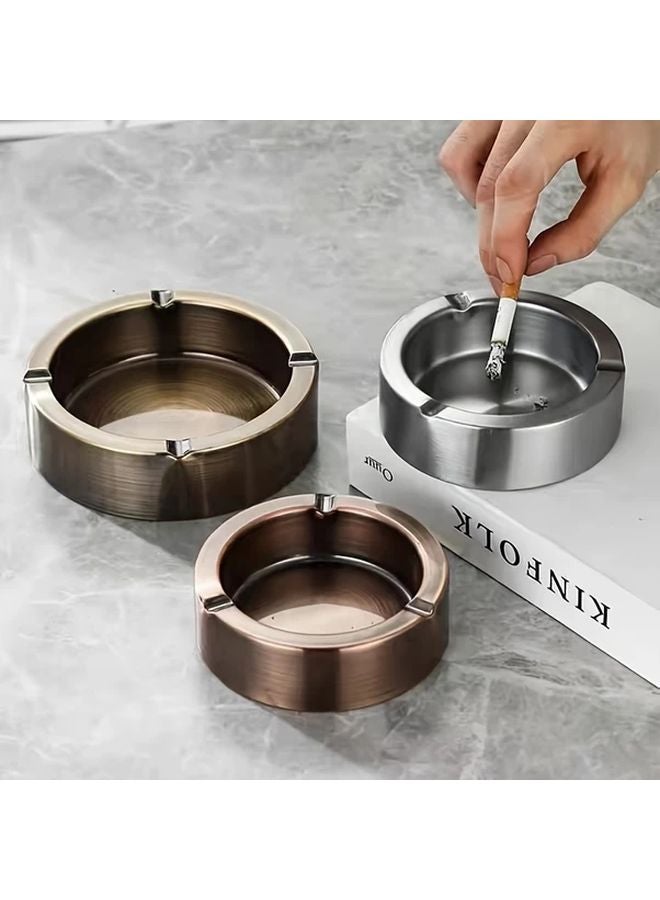 Silvery Stainless Steel Ashtray Round Luxury Thickened Design for Home Office Restaurant - Image 3