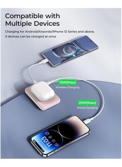 Benks BENKS Magnetic Power Bank 10,000mAh Foldable Kickstand Wireless Portable Charger, for MagSafe Battery Pack with Two-Way 20W USB-C Port for iPhone 15/14/13/12 Series, Pink  - Image 5