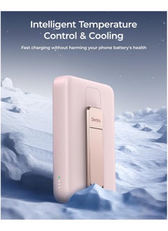 Benks BENKS Magnetic Power Bank 10,000mAh Foldable Kickstand Wireless Portable Charger, for MagSafe Battery Pack with Two-Way 20W USB-C Port for iPhone 15/14/13/12 Series, Pink  - Image 2