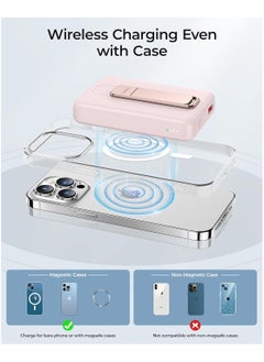 Benks BENKS Magnetic Power Bank 10,000mAh Foldable Kickstand Wireless Portable Charger, for MagSafe Battery Pack with Two-Way 20W USB-C Port for iPhone 15/14/13/12 Series, Pink  - Image 3