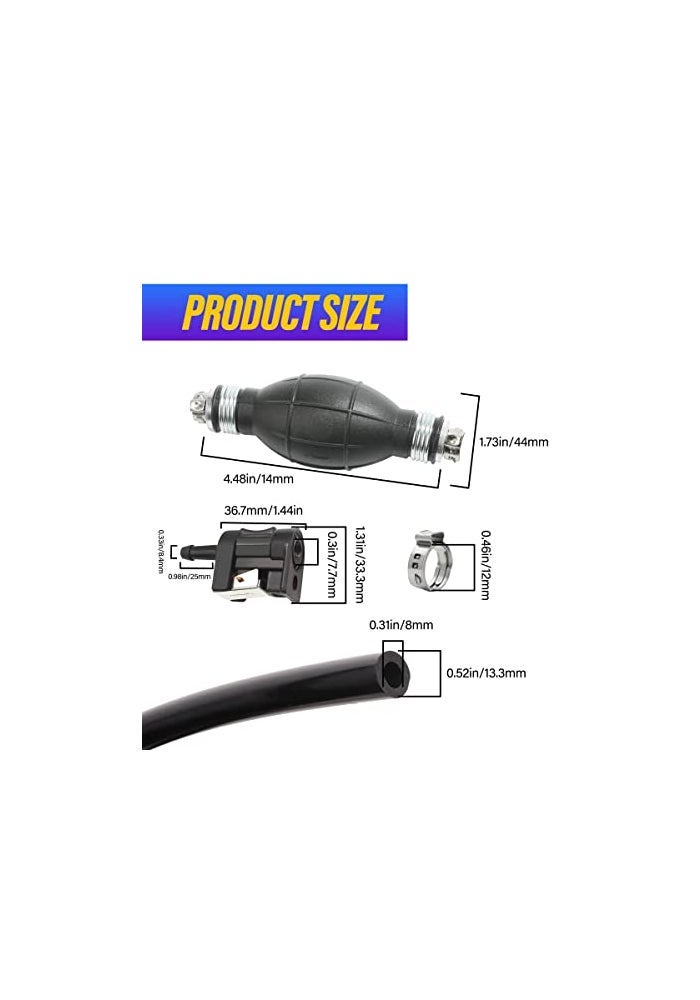 Reswish 6FT Boat Motor Fuel Line Hose with Primer Bulb Steel Hose ClampsUniversal ID 516 Boat Fuel Line Assembly KitCompatible with Outboard RVs Tractors Caravans Boats Fuel Line - Image 3