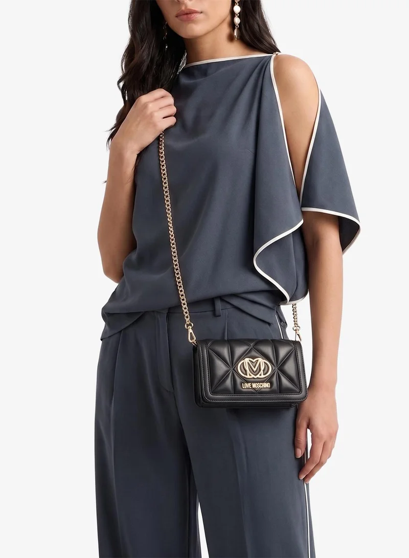Love Moschino BLACK Embossed Q PU Crossbody Bag for Women | Best Price UAE