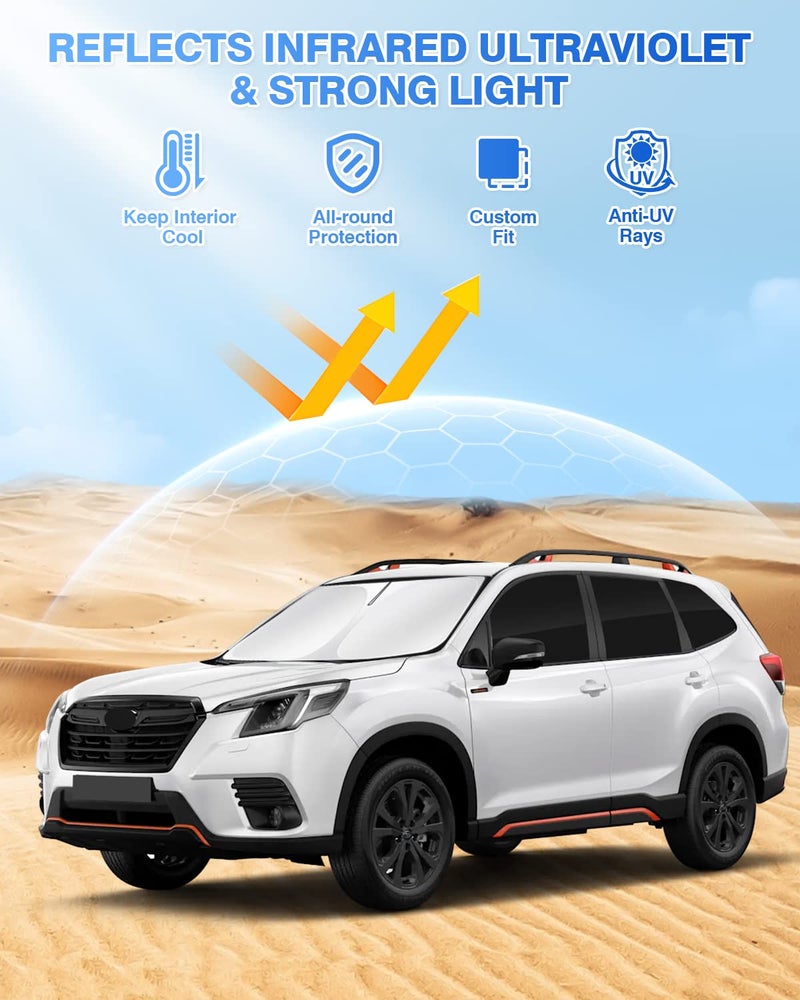 Canvcle Sunshades for 2019-2024 Subaru Forester Accessories Windshield Sun Shade Side Rear Window Shade Cover Sun Visor Shield Privacy Protection Keep Vehicle Cool Black 8PCS - Image 2