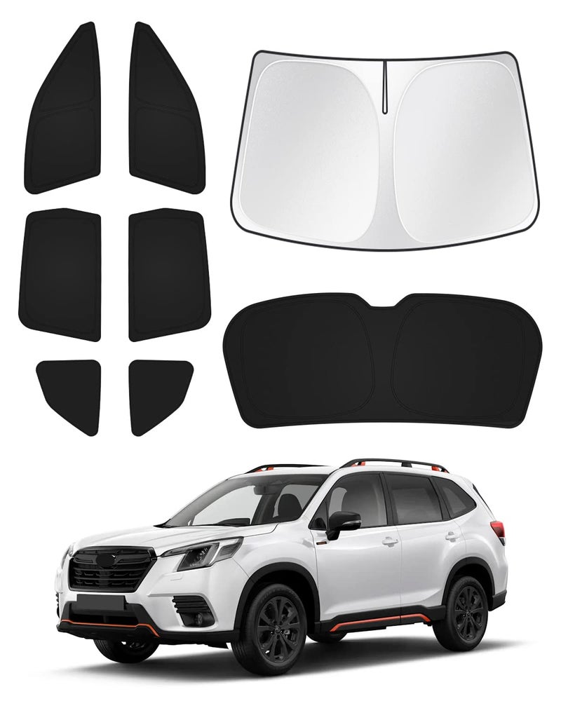 Canvcle Sunshades for 2019-2024 Subaru Forester Accessories Windshield Sun Shade Side Rear Window Shade Cover Sun Visor Shield Privacy Protection Keep Vehicle Cool Black 8PCS - Image 1