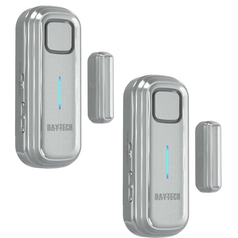 Daytech Refrigerator & Freezer Door Alarm - Adjustable 1-4 Minute Delay, 0-120dB Adjustable Siren, Door/Window Sensor for Home or Business (2 Pack, Grey) - Image 1