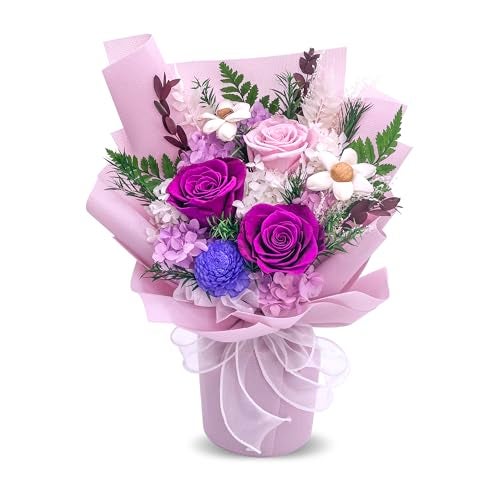 QOEAZY Flowers for Delivery, Preserved Flowers Bouquet with Gift Box, Rose Gifts for Women Mom Grandma - Image 1