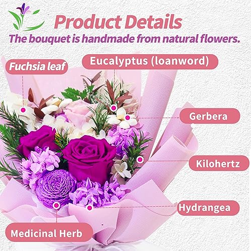 QOEAZY Flowers for Delivery, Preserved Flowers Bouquet with Gift Box, Rose Gifts for Women Mom Grandma - Image 5