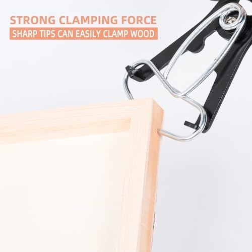 PLATATO 10 Pcs Miter Spring Clamps Kit Spring Loaded Pliers with 8 Miter Clamps for Trim, Woodworking, Picture Frames, Crown Molding Tool - Image 2
