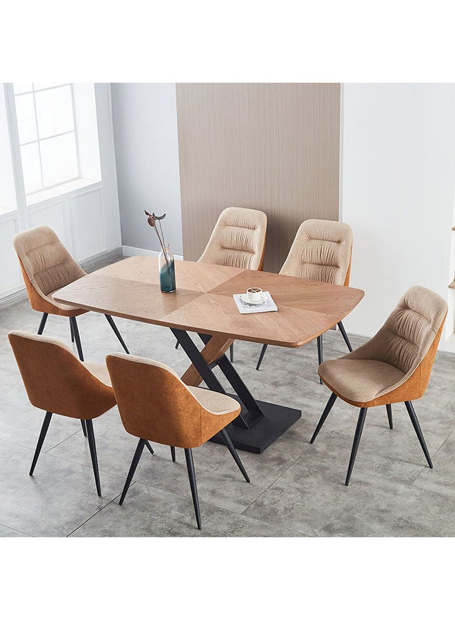 DANUBE HOME Weller 7 Piece Rectangle Dining Set Sturdy Kitchen Dining Table With 6 Dining Chairs 1+6 Seater Modern Design Furniture For Home Dining Room  Oak/black - Image 1