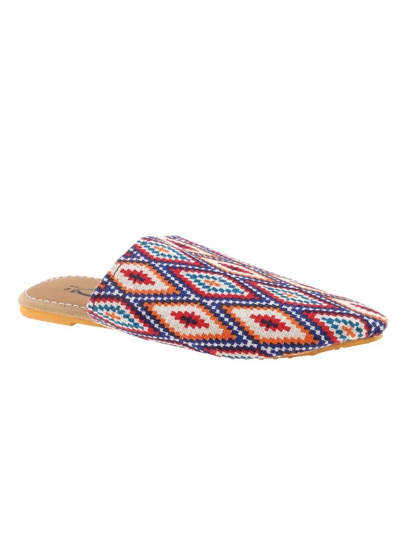 Mishkat Printed Babouche Slippers LF-1096 (Blue & Red) - Image 2