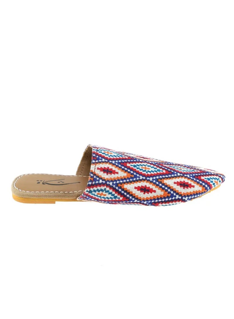 Mishkat Printed Babouche Slippers LF-1096 (Blue & Red) - Image 1