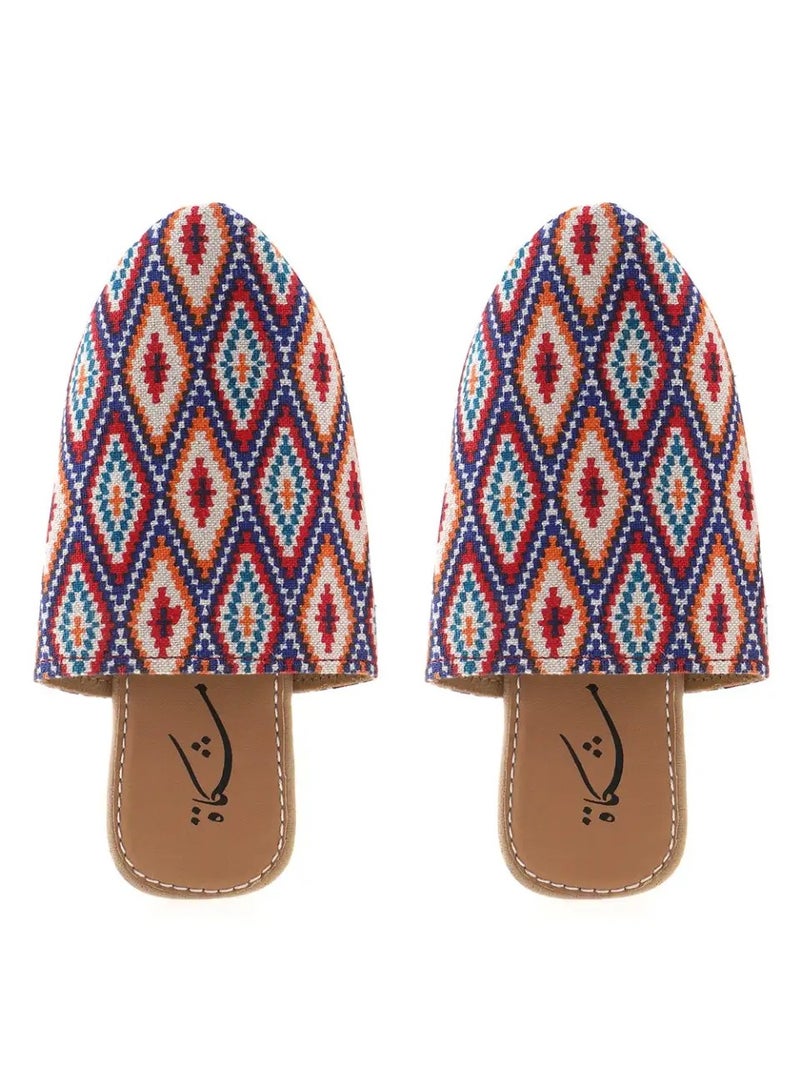 Mishkat Printed Babouche Slippers LF-1096 (Blue & Red) - Image 3