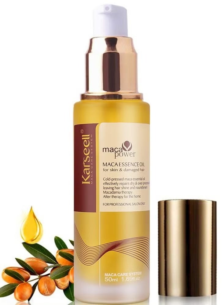 Karseell Maca Essence Oil for Hair Healing Cold Pressed Weightless Argan Oil Hair Serum for Dry Damaged Hair 50ml - Image 3