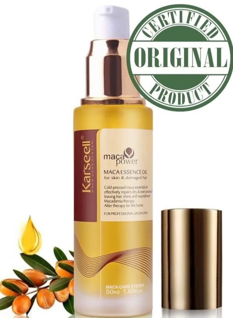 Karseell Maca Essence Oil for Hair Healing Cold Pressed Weightless Argan Oil Hair Serum for Dry Damaged Hair 50ml - Image 1