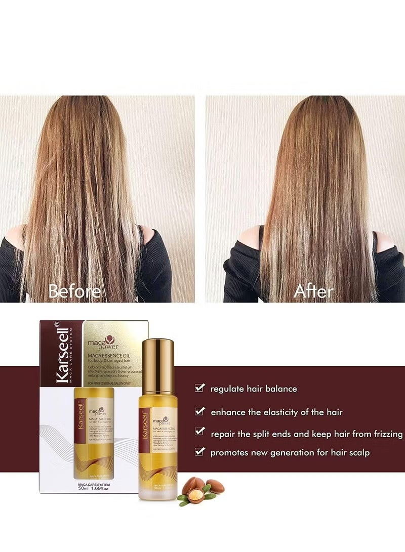 Karseell Maca Essence Oil for Hair Healing Cold Pressed Weightless Argan Oil Hair Serum for Dry Damaged Hair 50ml - Image 4
