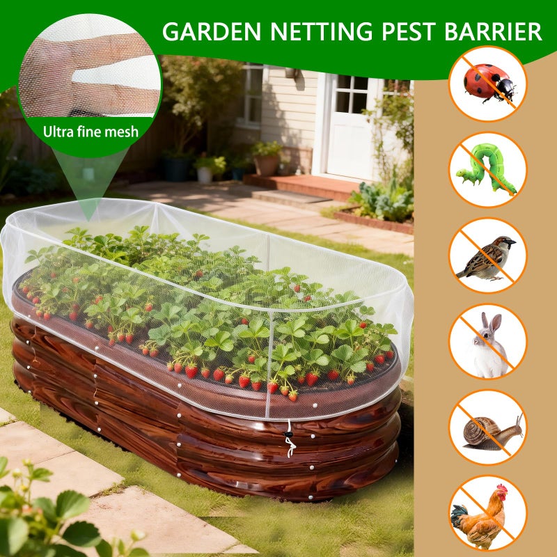 KSFTWUSOL 2 PCS Garden Netting for Raised Beds 2x4 Fine Mesh Raised Beds Garden Bug Netting Pest Barrier Screen with Drawstring for Plants to Keep Small Animals Pest Out Protect for Vegetables (2x4 FT) - Image 4