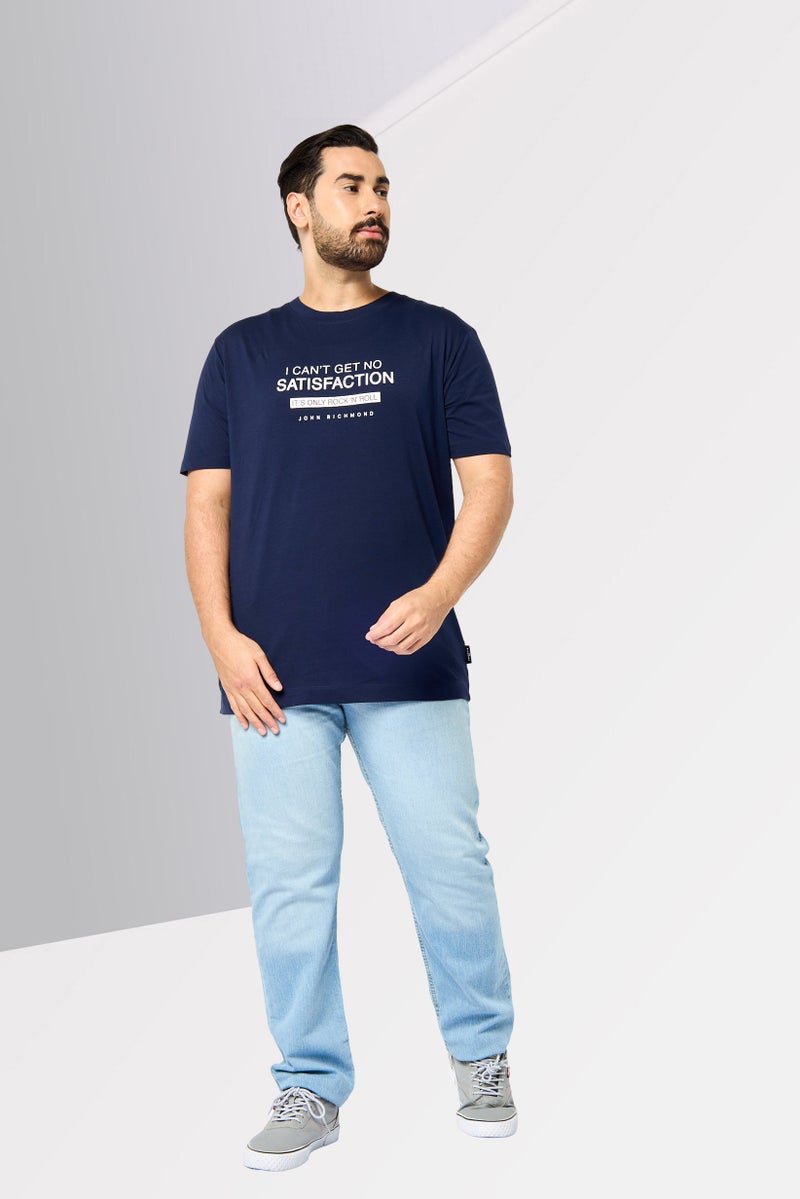 JOHN RICHMOND Men Crew Neck Short Sleeve Graphic Print T-shirt, Navy - Image 2