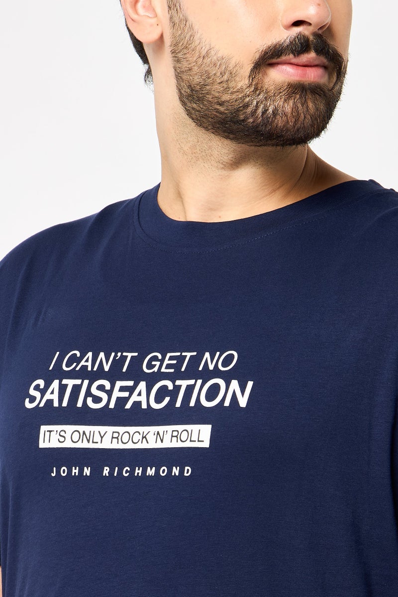 JOHN RICHMOND Men Crew Neck Short Sleeve Graphic Print T-shirt, Navy - Image 3