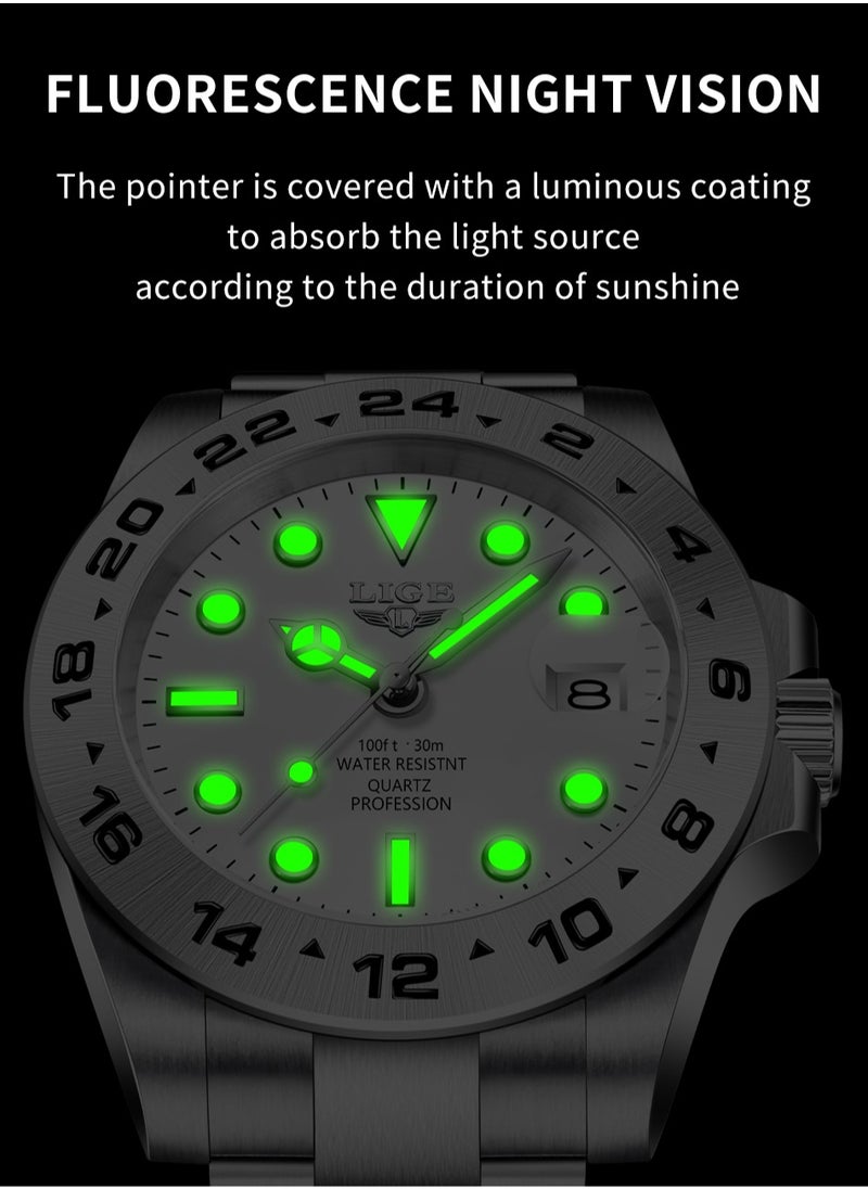 Men's Metal Strap Date Display Watches Business Classic Waterproof Luxury Wristwatches for Men