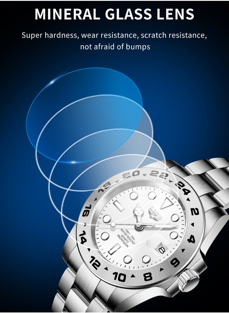 Men's Metal Strap Date Display Watches Business Classic Waterproof Luxury Wristwatches for Men