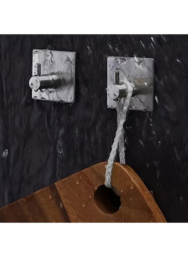 1pc Silvery Adhesive Wall Hooks No Drill Stainless Steel Heavy Duty Waterproof - Image 4