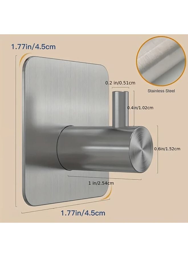 1pc Silvery Adhesive Wall Hooks No Drill Stainless Steel Heavy Duty Waterproof - Image 3