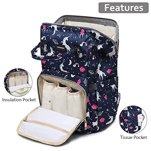 PACKNBUY Diaper Bag for Mothers for Travel, Baby Diaper Bags for Mom, Maternity Bag with Insulated Bottle Pockets, Water Resistant and Multiple Pockets to Store Newborn Baby Products (Blue) - Image 2