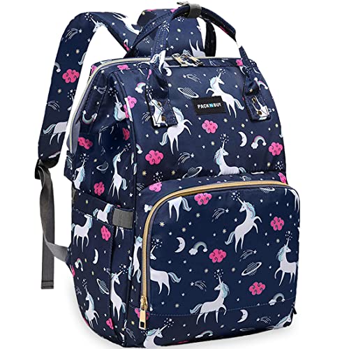 PACKNBUY Diaper Bag for Mothers for Travel, Baby Diaper Bags for Mom, Maternity Bag with Insulated Bottle Pockets, Water Resistant and Multiple Pockets to Store Newborn Baby Products (Blue) - Image 1
