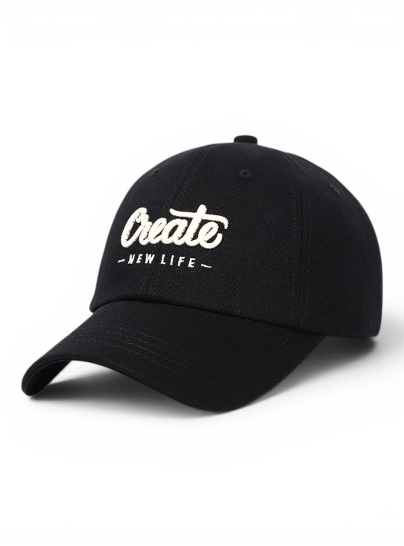 HASTE Adjustable Sun Cap - Curved Brim Breathable - Black - Image 1