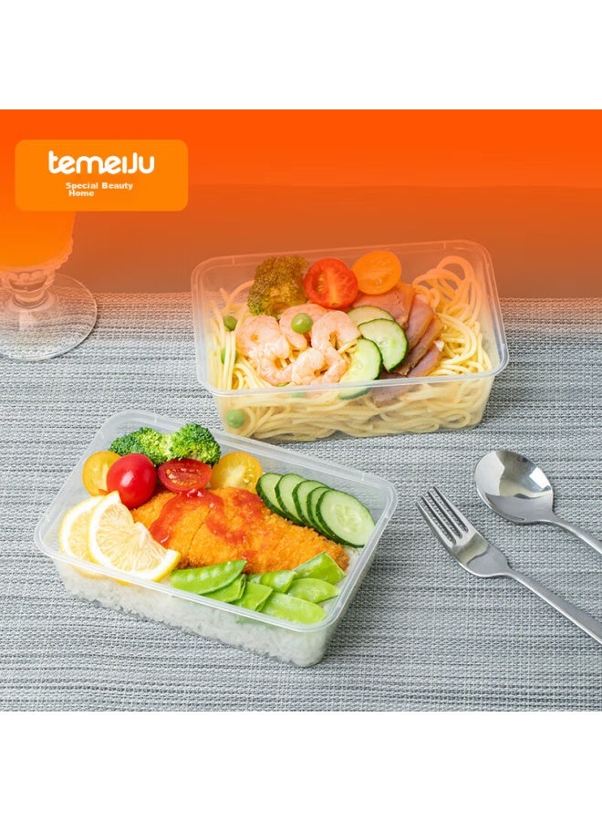 Temeiju Disposable Rectangular Transparent Plastic Food Containers, Thickened With Lids, Takeout Boxes, Tableware, 50 Sets, 500 Model - Image 4