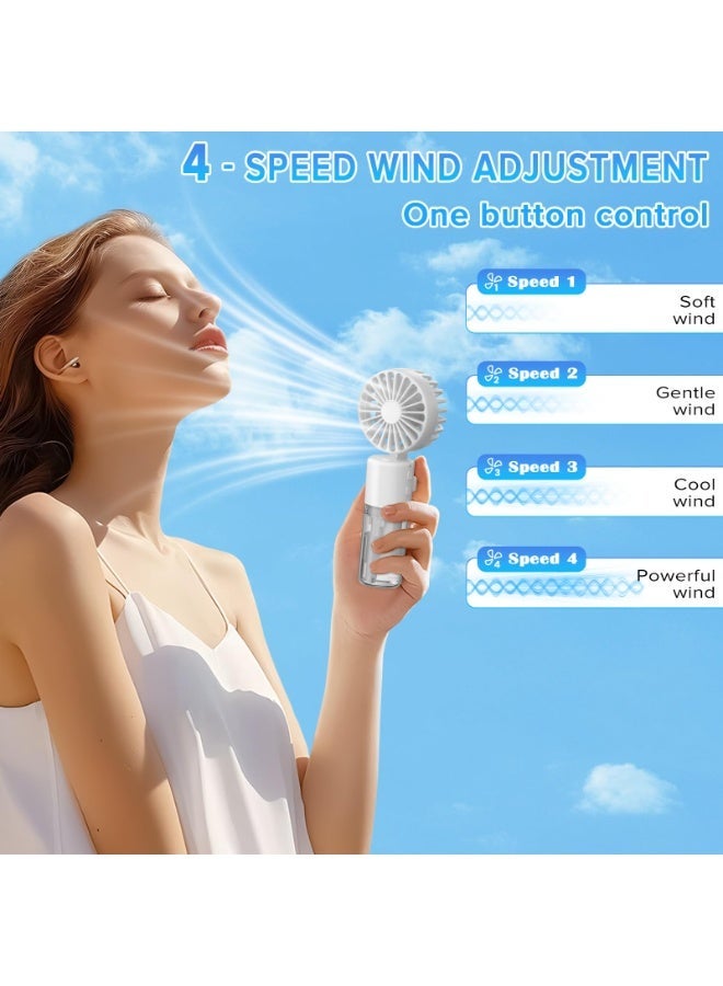 Yakiter Handheld Misting Fan,Yakiter Battery Operated Misting Fan, 4000mAh Rechargeable Mini Hand Held Fan, Foldable, 4 Speed Adjustable, for Outdoor,Office,Travel, Home, Makeup, Camping (White) - Image 2