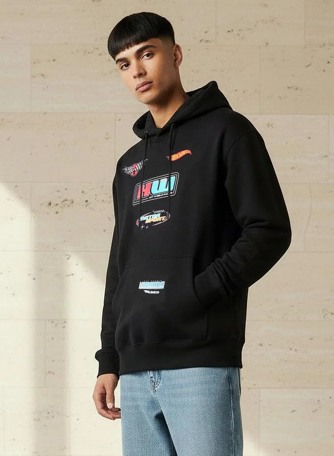 SP Characters Men Oversized Hot Wheels Print Hoodie