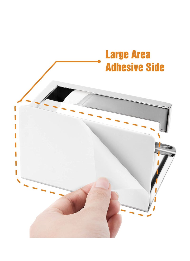 SYOSI Chrome Toilet Paper Holder, Self-Adhesive Toilet Paper Roll Holder, Modern Toilet Paper Holder or Wall-Mount Tissue Roll Holder with Storage Shelf with Screws for Bathroom  - Image 5