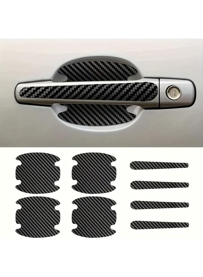 My souq English: 8-Piece Universal Car Door Handle Scratch Protector Set - Carbon Fiber Style Anti-Scratch Protective Stickers - Image 1