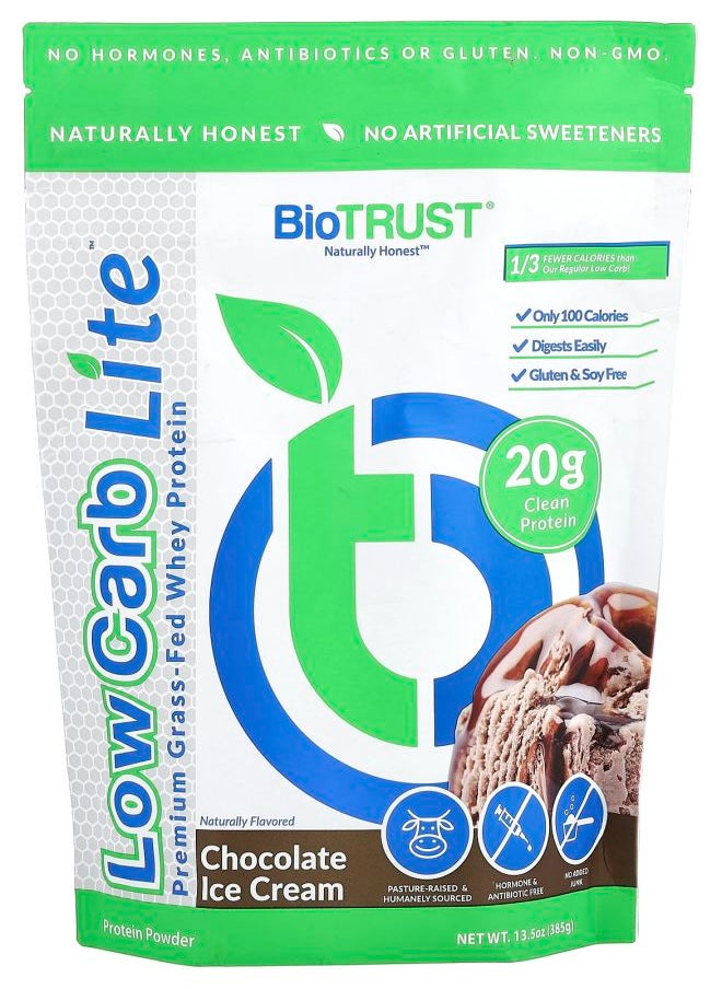BioTrust Low Carb Lite™ Premium Grass-Fed Whey Protein Chocolate Ice Cream 13.5 oz (385 g) 