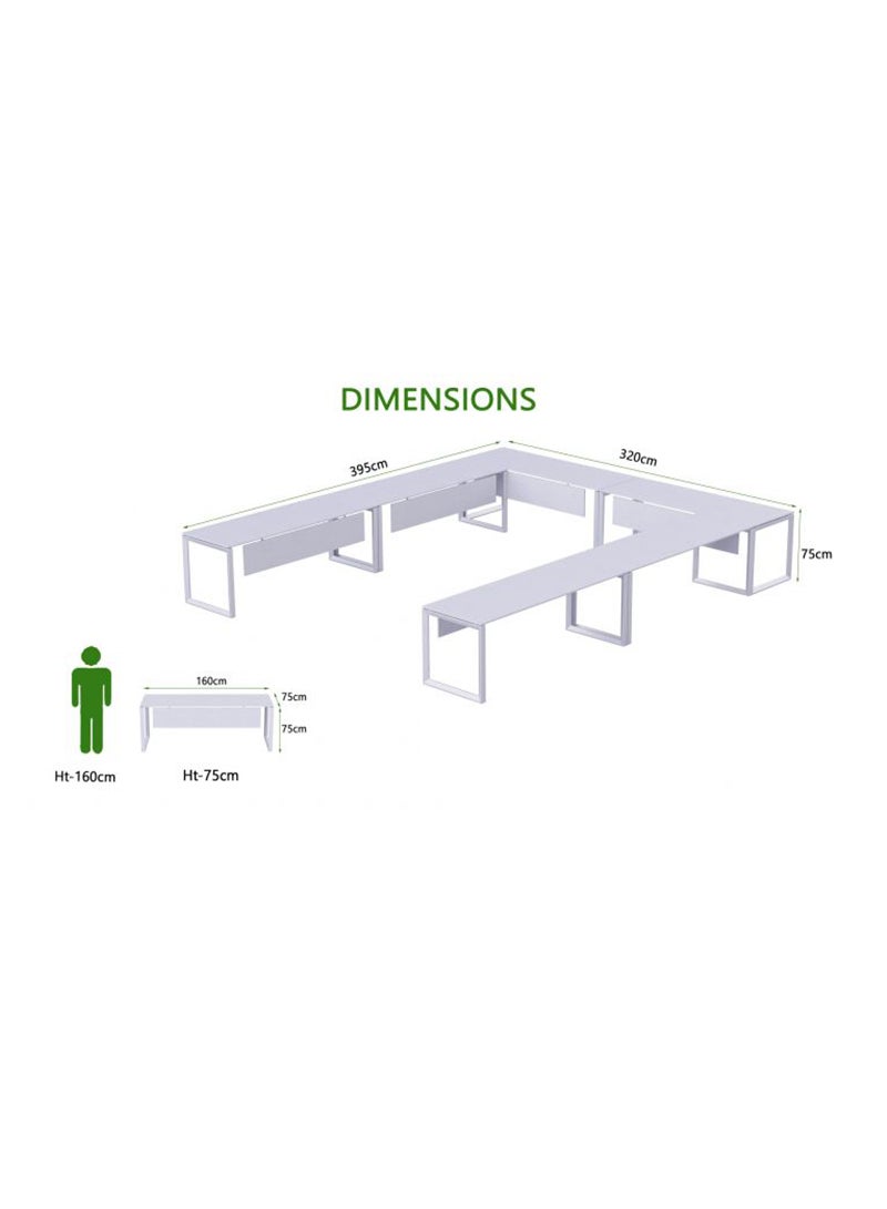 Mahmayi Mahmayi Vorm 136-16 12 Seater White U-Shaped Conference-Meeting Table  - Image 4