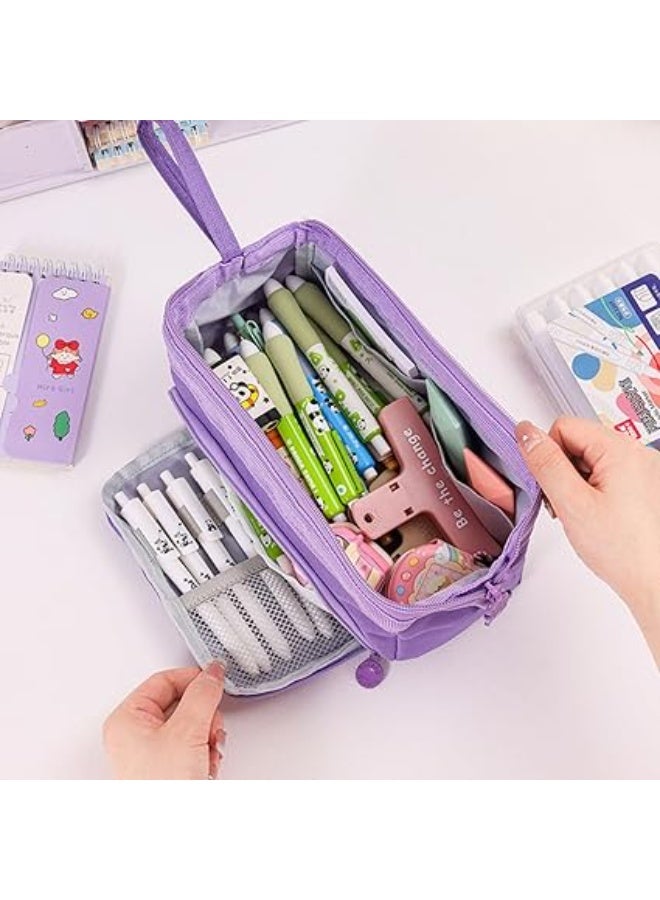 Large Capacity Pencil and Pen Case, Stationery Pen Storage Bag, Office Supplies Organizer Box and Holder with Zipper for Marker Pen Storage, with Carry Handle for School Students, Teens, Girls, and Adults. - Image 2