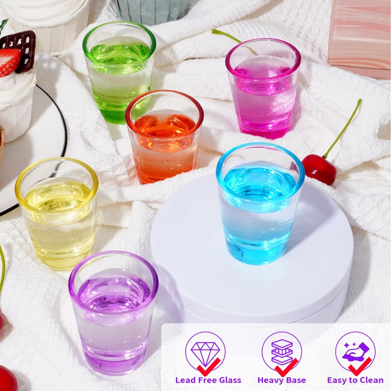 ZZYFGH 6 Pack Shot Glasses Set,1.5 oz Colorful Shot Glass with Heavy Base,Shot Glass for Vodka, Whiskey, Tequila, Espressos, Spirits & Liquors - Image 4