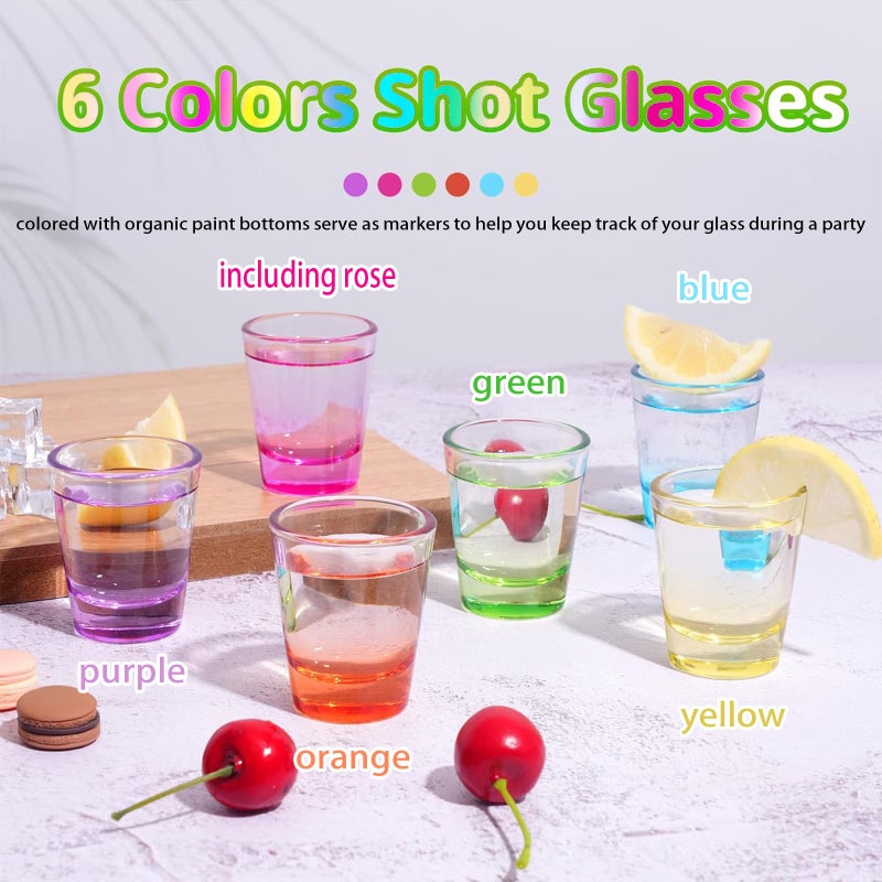 ZZYFGH 6 Pack Shot Glasses Set,1.5 oz Colorful Shot Glass with Heavy Base,Shot Glass for Vodka, Whiskey, Tequila, Espressos, Spirits & Liquors - Image 3