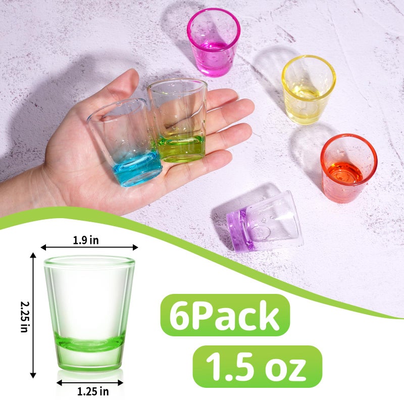 ZZYFGH 6 Pack Shot Glasses Set,1.5 oz Colorful Shot Glass with Heavy Base,Shot Glass for Vodka, Whiskey, Tequila, Espressos, Spirits & Liquors - Image 2