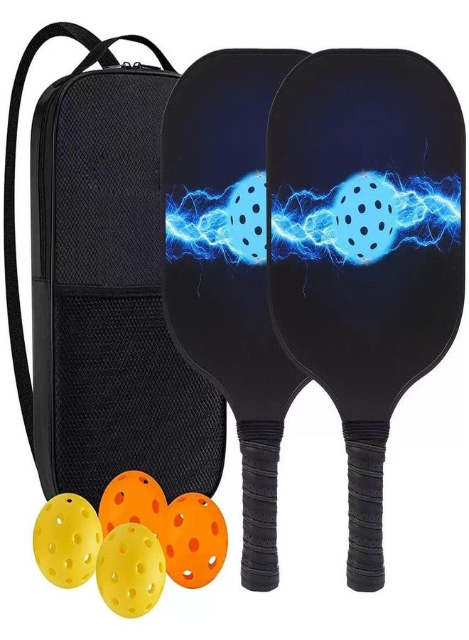 FIT FORGE Pickleball Paddle Set - 2 Fiberglass Paddles (1.5 Cm), 4 Pickleballs, Dual Paddle Cover Bag & Cushioned Comfort Grip - Durable Outdoor Game, Carbon Blue - Image 1